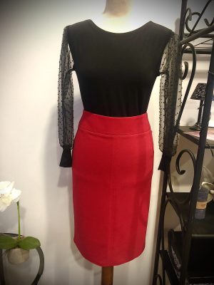 Puzdrová sukňa červená